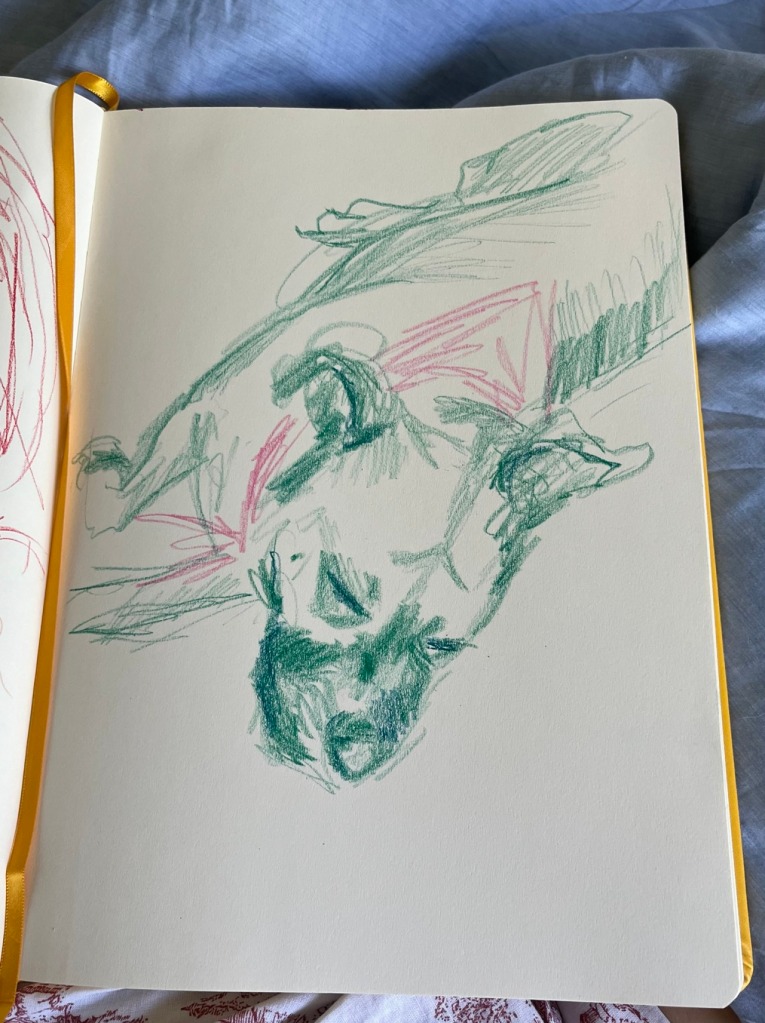 Sketch of Olive the dog sleeping